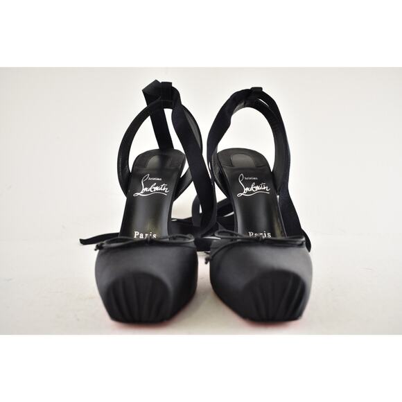 Christian Louboutin Cassia Lace Up 100 Black Tie Ballet Sandal Heel Pump 39 - Picture 7 of 15